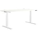 Schäfer Shop Genius desk MODENA FLEX, electrically height-adjustable, rectangular, T-leg, W 1600 x D 800 mm, white/white