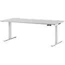 Schäfer Shop Genius desk MODENA FLEX, electrically height-adjustable, rectangular, T-leg, W 1800 x D 800 mm, light gray/white