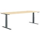 Schäfer Shop Genius desk MODENA FLEX, electrically height-adjustable, rectangular, T-leg, W 1800 x D 800 mm, maple/anthracite