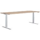 Schäfer Shop Genius desk MODENA FLEX, electrically height-adjustable, rectangular, T-leg, W 1800 x D 800 mm, oak/white-aluminum