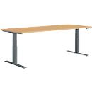 Schäfer Shop Genius desk MODENA FLEX, electrically height-adjustable, rectangular, T-leg, W 2000 x D 800 mm, beech/anthracite