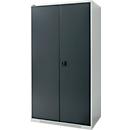Schäfer Shop Genius double door cabinet FS, steel, with ventilation holes, W 1055 x D 620 x H 1950 mm, 5 OH, light grey/anthracite grey, up to 500 kg 