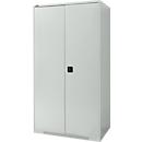 Schäfer Shop Genius double door cabinet FS, steel, with ventilation holes, W 1055 x D 620 x H 1950 mm, 5 OH, light grey/light grey, up to 500 kg 