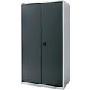 Schäfer Shop Genius double door cabinet FS, steel, with ventilation holes, W 1055 x D 620 x H 1950 mm, 5 OH, white aluminium/anthracite grey, up to 500 kg 