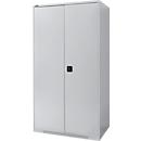 Schäfer Shop Genius double door cabinet FS, steel, with ventilation holes, W 1055 x D 620 x H 1950 mm, 5 OH, white/aluminum, up to 500 kg 