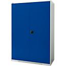 Schäfer Shop Genius double door cabinet FS, steel, with ventilation holes, W 1343 x D 620 x H 1950 mm, 5 OH, light grey/ gentian blue, up to 750 kg 