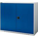Schäfer Shop Genius Draaideurkast FS, staal, met ventilatiegaten, B 1343 x D 520 x H 1105 mm, 3 OH, tot 450 kg, witaluminium/gentiaanblauw