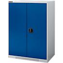 Schäfer Shop Genius dubbeldeurskast FS, staal, met ventilatiegaten, B 810 x D 520 x H 1105 mm, 3 OH, witaluminium/ gentiaanblauw, tot 180 kg