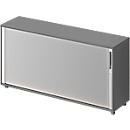 Schäfer Shop Genius dwarse rolluikkast TETRIS WOOD, 2 OH, B 1600 mm, hoogte incl. glijders, tussenschot midden, grafiet