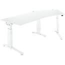 Schäfer Shop Genius ERGOSTYLE S bureau, 135°, C-poot frame, bevestiging rechts, handmatig in hoogte verstelbaar, melaminehars gecoat, B 2165 x D 800 x H 675-895 mm, wit/wit