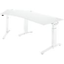 Schäfer Shop Genius ERGOSTYLE S bureau, 135°, C-voet frame, linkse bevestiging, handmatig in hoogte verstelbaar, melaminehars gecoat, B 2165 x D 800 x H 675-895 mm, wit/wit