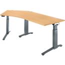 Schäfer Shop Genius ERGOSTYLE S bureau, 135°, één niveau, elektrisch in hoogte verstelbaar, bevestiging links, C-voet, B 2165 x D 800 x H 715-1182 mm, incl. Memory Master, beuken/antraciet