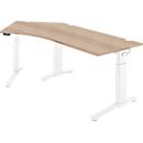 Schäfer Shop Genius ERGOSTYLE S bureau, 135°, één niveau, elektrisch in hoogte verstelbaar, bevestiging links, C-voet, B 2165 x D 800 x H 715-1182 mm, incl. Memory Master, eiken/wit