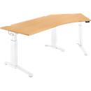 Schäfer Shop Genius ERGOSTYLE S bureau, 135°, één niveau, elektrisch in hoogte verstelbaar, bevestiging rechts, C-voet, B 2165 x D 800 x H 715-1182 mm, incl. Memory Master, beuken/wit