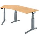 Schäfer Shop Genius ERGOSTYLE S bureau, 135°, elektrisch in hoogte verstelbaar, aanbouw links, tweetraps, C-voet, B 2165 x D 800 x H 645-1305 mm, incl. Memory Master, beuken/antraciet