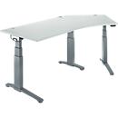 Schäfer Shop Genius ERGOSTYLE S bureau, 135°, elektrisch in hoogte verstelbaar, aanbouw rechts, tweetraps, C-voet, B 2165 x D 800 x H 645-1305 mm, incl. Memory Master, lichtgrijs/antraciet