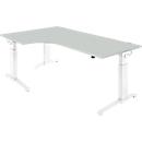 Schäfer Shop Genius ERGOSTYLE S bureau, 90°, C-voet frame, links uittrekbaar, handmatig in hoogte verstelbaar, melaminehars gecoat, B 2000 x D 800 x H 675-895 mm, lichtgrijs/wit