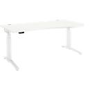 Schäfer Shop Genius ERGOSTYLE S bureau, elektrisch in hoogte verstelbaar, aanbouw rechts, tweetraps, C-voet, B 1800 x D 800/1000 x H 645-1305 mm, incl. Memory Master, wit/wit