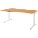 Schäfer Shop Genius ERGOSTYLE S bureau, handmatig in hoogte verstelbaar, rechthoekig, C-poot, bevestiging links, B 1800 x D 800/1000 x H 675-895 mm, beuken/wit