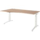 Schäfer Shop Genius ERGOSTYLE S bureau, handmatig in hoogte verstelbaar, rechthoekig, C-poot, bevestiging links, B 1800 x D 800/1000 x H 675-895 mm, eiken/wit