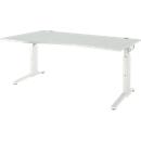 Schäfer Shop Genius ERGOSTYLE S bureau, handmatig in hoogte verstelbaar, rechthoekig, C-poot, bevestiging links, B 1800 x D 800/1000 x H 675-895 mm, lichtgrijs/wit