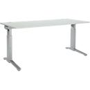Schäfer Shop Genius ERGOSTYLE S bureau, handmatig in hoogte verstelbaar, rechthoekig, C-voet, B 1800 x D 800 x H 675-895 mm, aluminium lichtgrijs/wit