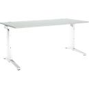 Schäfer Shop Genius ERGOSTYLE S bureau, handmatig in hoogte verstelbaar, rechthoekig, C-voet, B 1800 x D 800 x H 675-895 mm, lichtgrijs/wit