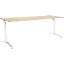 Schäfer Shop Genius ERGOSTYLE S bureau, handmatig in hoogte verstelbaar, rechthoekig, C-voet, B 2000 x D 800 x H 675-895 mm, ahorn/wit