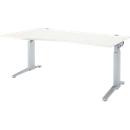 Schäfer Shop Genius ERGOSTYLE S bureau, handmatig in hoogte verstelbaar, rechthoekig, C-voet, links uitschuifbaar, B 1800 x D 800/1000 x H 675-895 mm, alu wit/wit
