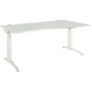 Schäfer Shop Genius ERGOSTYLE S bureau, handmatig in hoogte verstelbaar, rechthoekig, C-voet, rechts uitschuifbaar, B 1800 x D 800/1000 x H 675-895 mm, lichtgrijs/wit