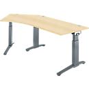 Schäfer Shop Genius ERGOSTYLE S desk, 135°, C-foot frame, left-hand attachment, manually height-adjustable, melamine resin-coated, W 2165 x D 800 x H 675-895 mm, maple/anthracite