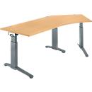 Schäfer Shop Genius ERGOSTYLE S desk, 135°, C-foot frame, right-hand attachment, manually height-adjustable, melamine resin-coated, W 2165 x D 800 x H 675-895 mm, beech/anthracite