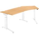 Schäfer Shop Genius ERGOSTYLE S desk, 135°, C-foot frame, right-hand attachment, manually height-adjustable, melamine resin-coated, W 2165 x D 800 x H 675-895 mm, beech/white