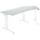 Schäfer Shop Genius ERGOSTYLE S desk, 135°, C-foot frame, right-hand attachment, manually height-adjustable, melamine resin-coated, W 2165 x D 800 x H 675-895 mm, light gray/white