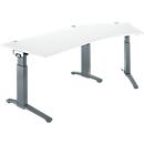 Schäfer Shop Genius ERGOSTYLE S desk, 135°, C-foot frame, right-hand attachment, manually height-adjustable, melamine resin-coated, W 2165 x D 800 x H 675-895 mm, white/anthracite+