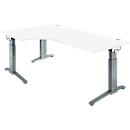Schäfer Shop Genius ERGOSTYLE S desk, 90°, C-foot frame, left-hand attachment, manually height-adjustable, melamine resin-coated, W 2000 x D 800 x H 675-895 mm, white/anthracite