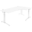 Schäfer Shop Genius ERGOSTYLE S desk, 90°, C-foot frame, right-hand attachment, manually height-adjustable, melamine resin-coated, W 2000 x D 800 x H 675-895 mm, white/white
