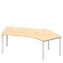 Schäfer Shop Genius escritorio angular MODENA FLEX 135°, fijación derecha, arce/aluminio blanco