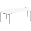 Schäfer Shop Genius escritorio angular MODENA FLEX 135°, fijación izquierda, aluminio blanco/blanco