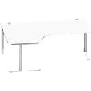 Schäfer Shop Genius escritorio angular MODENA FLEX 90°, fijación a la izquierda, tubo redondo con pata en C, An 2000 mm, blanco/blanco