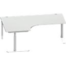 Schäfer Shop Genius escritorio angular MODENA FLEX 90°, fijación a la izquierda, tubo redondo con pata en C, An 2000 mm, gris claro