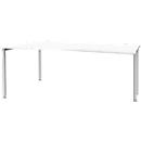 Schäfer Shop Genius escritorio de forma libre MODENA FLEX, fijación a la izquierda, aluminio blanco/blanco