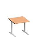 Schäfer Shop Genius Escritorio MODENA FLEX, tubo rectangular con patas en C, 800 x 800 mm, haya/aluminio blanco