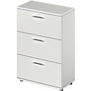 Schäfer Shop Genius filing cabinet TETRIS WOOD, 3 OH, W 800 mm, height incl. glides, lockable, light gray