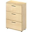 Schäfer Shop Genius filing cabinet TETRIS WOOD, 3 OH, W 800 mm, height incl. glides, lockable, maple decor