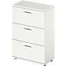 Schäfer Shop Genius filing cabinet TETRIS WOOD, 3 OH, W 800 mm, height incl. glides, lockable, white