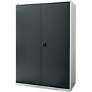 Schäfer Shop Genius Flügeltürenschrank FS, Stahl, mit Belüftungslöchern, B 1343 x T 620 x H 1950 mm, 5 OH, Lichtgrau/Anthrazitgrau, bis 750 kg 