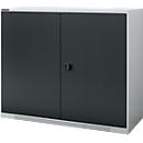 Schäfer Shop Genius Flügeltürschrank FS, Stahl, mit Belüftungslöchern, B 1343 x T 620 x H 1105 mm, 3 OH, lichtgrau/anthrazitgrau, bis 450 kg