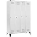 Schäfer Shop Genius Foot locker, 4 compartments, compartment width 300 mm, cylinder lock, anthracite/ruby red