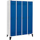 Schäfer Shop Genius Foot locker, 4 compartments, compartment width 300 mm, swivel lock, gentian blue